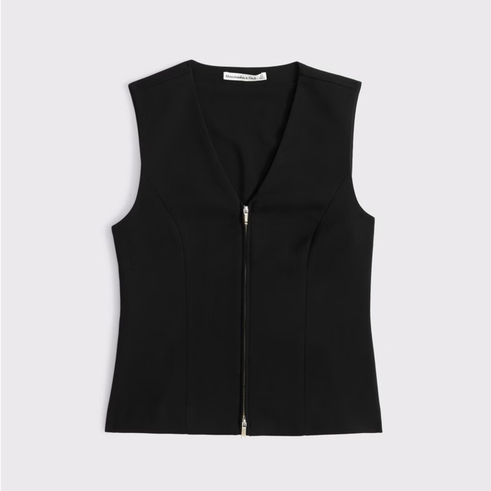 NWT Abercrombie & Fitch Black Tailored Zip Vest